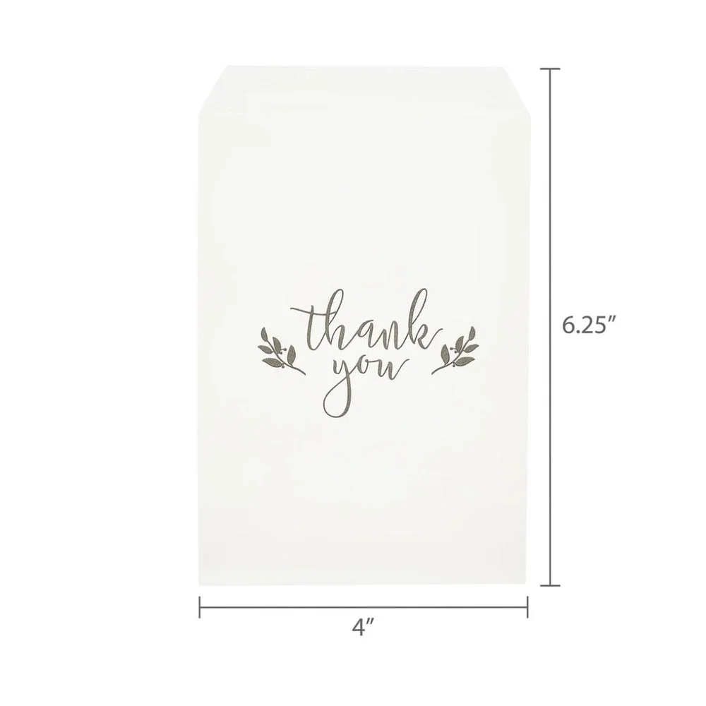 Way to Celebrate Treat Bags 4inx6.2in White Elegant Thank You 3pk 60 Count Total